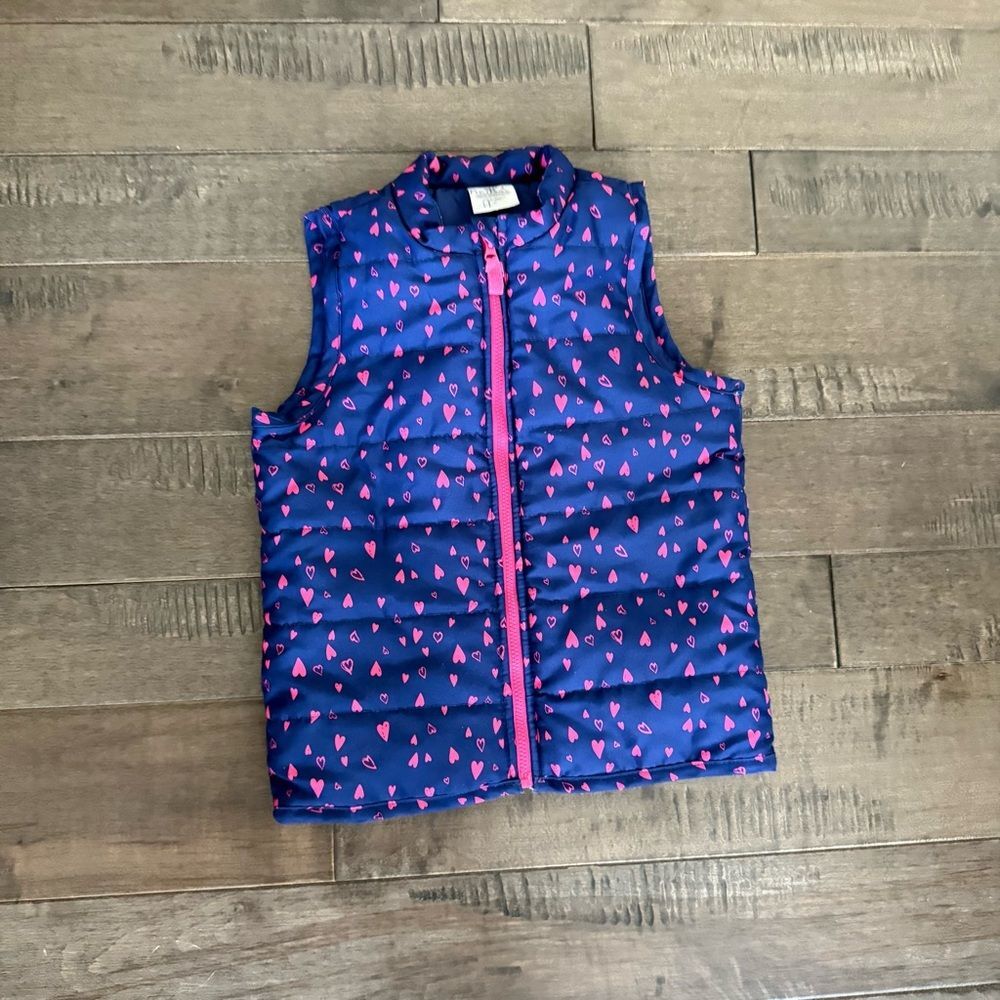 WonderKids Puffer Vest Heart Design Print 5T Girls Kids Toddlers Puffy Winter